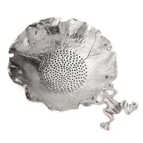 Tin Lotus Leaf with Frogs-Tea Strainer, Handmade Tea Infuser