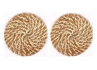 Set Of 2-Natural Round Rattan Placemats, Insulation Pad, Natural Color,16 CM