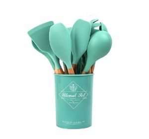 Silicone Kitchen Utensils Set, 12 pcs, with Wooden Handles
