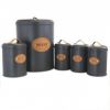 MegaChef-Kitchen Food Storage and Organization, 5 Piece Canister Set in Grey