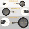 3Pcs, Pre-Seasoned Cast Iron Skillet Set-6/8/10 in., Non-Stick, Oven Safe Cookware