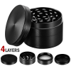 Herb Grinder, 4-Piece Metal Hand Mill with a Magnetic Top- Black