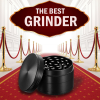 Herb Grinder, 4-Piece Metal Hand Mill with a Magnetic Top- Black