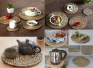 Set Of 2-Natural Round Rattan Placemats, Insulation Pad, Natural Color,16 CM