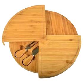 Bamboo Cheese Board with Cheese Knife Set, 37 Cm, Rotating