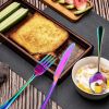4Pc, Silverware Set, Anodized Stainless Steel Set with Fork, Knife and Tea Spoon