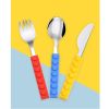 Kids'-3Pc Flatware with Stackable Toy Silicone Handle, Children's Stainless Steel Silverware Set