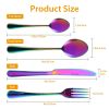 4Pc, Silverware Set, Anodized Stainless Steel Set with Fork, Knife and Tea Spoon