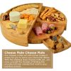 Bamboo Cheese Board with Cheese Knife Set, 37 Cm Cheese Plate, Rotating Serving Plate for Cheese and Appetite Gifts Cheese Tool