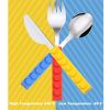 Kids'-3Pc Flatware with Stackable Toy Silicone Handle, Children's Stainless Steel Silverware Set