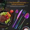 4Pc, Silverware Set, Anodized Stainless Steel Set with Fork, Knife and Tea Spoon