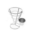 French Fries Stand with Sauce Dish - Cone Snack Display Stand - Chicken Nuggets Fried Foods Display Rack