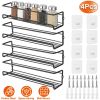 4 Pcs, Wall Mount-Spice Racks, Organizer, Storage Shelf