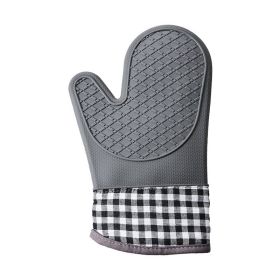 1pc-Silicone Oven Mitts/Glove in Black or Grey (Color: Grey)