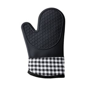 1pc-Silicone Oven Mitts/Glove in Black or Grey (Color: Black)