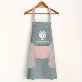 1pc Cartoon Apron; Waterproof And Oil-proof Apron; Hand Wipeable Sleeveless Kitchen Cooking Apron; Cooking And Baking Supplies; Kitchen Tools (Color: Grey)