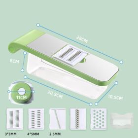 5 in 1 Blade, with 5 Head Designs & Hand Guard, 304 Stainless Steel Vegetable Cutter (mode: green with 5 blade hand guard box)