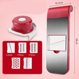 5 in 1 Blade, with 5 Head Designs & Hand Guard, 304 Stainless Steel Vegetable Cutter (mode: red with 5 blade Hand guard)