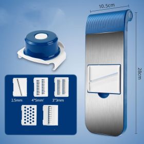 5 in 1 Blade, with 5 Head Designs & Hand Guard, 304 Stainless Steel Vegetable Cutter (mode: blue with 5 blade Hand guard)