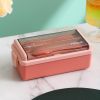 Portable Hermetic Grid Lunch Box With Fork Spoon, Leakproof, Microwavable