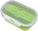 Collapsible Silicone Food Storage with Fork Spoon, Expandable Eco Lunch Bento Box, BPA-Free Dishwasher Freezer Microwave Safe