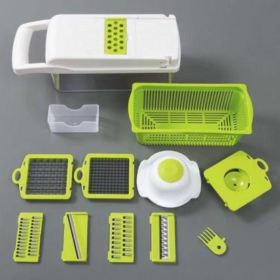 12 In 1 Manual Vegetable Chopper (Color: green with white)
