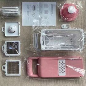 12 In 1 Manual Vegetable Chopper (Color: pink with white)