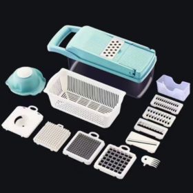 12 In 1 Manual Vegetable Chopper (Color: blue with white)
