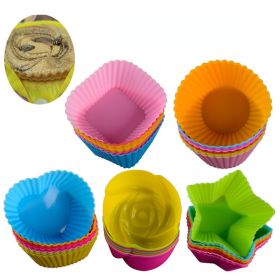 5pcs/Set Silicone Cake Mold- Shaped Muffin Cupcake Baking Molds, DIY Cake Decorating Tools (Color: ROSE)