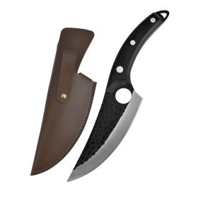 Hand Forged Boning Knife (Color: Black With Leather case)