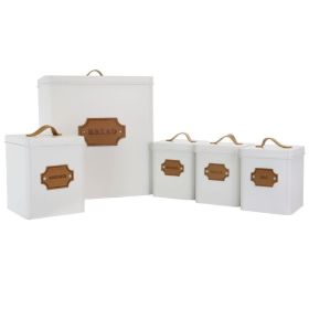 Three Piece Essential Houseware Kitchen Storage and Organization Canister Set (Color: White)