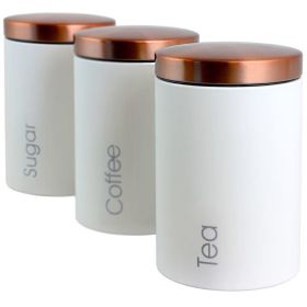 Three Piece Essential Houseware Kitchen Storage and Organization Canister Set (Color: Matte White)