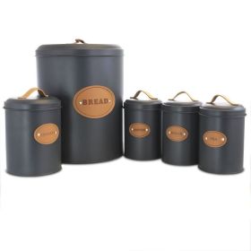 Three Piece Essential Houseware Kitchen Storage and Organization Canister Set (Color: Grey)