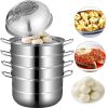 Kitchen Supplise-Glass Lid, Multi Tier, Stainless Steel Steamer Set