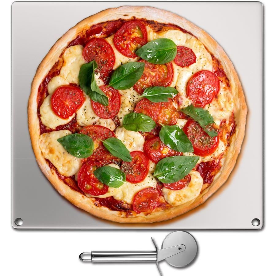 Stainless Steel Pizza Baking Pan with Stone Baking Surface Stainless Steel Pizza Baking Pan with Stone Baking Surface