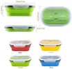 Collapsible Silicone Food Storage with Fork Spoon, Expandable Eco Lunch Bento Box, BPA-Free Dishwasher Freezer Microwave Safe