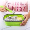 Collapsible Silicone Food Storage with Fork Spoon, Expandable Eco Lunch Bento Box, BPA-Free Dishwasher Freezer Microwave Safe