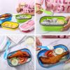 Collapsible Silicone Food Storage with Fork Spoon, Expandable Eco Lunch Bento Box, BPA-Free Dishwasher Freezer Microwave Safe