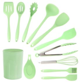 10 PCS, High Heat Resistant, Silicone Kitchen Utensil Set (Type: Kitchen Tools 12 Pcs, Color: Green)