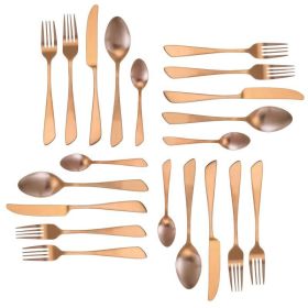 Elegant Western Utensils, 20 Piece Flatware Set (Serves 4) See "Colors" for different designs and colors (Type: knife and fork, Color: Rose Gold Matte)