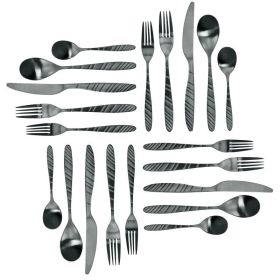 Elegant Western Utensils, 20 Piece Flatware Set (Serves 4) See "Colors" for different designs and colors (Type: knife and fork, Color: Black)