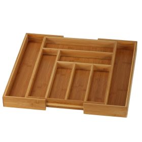 Expandable, Kitchen Utensils Drawer Organizer, Bamboo Flatware Organizer (Color: Natural A)
