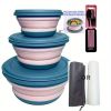 Expandable Food Storage Containers Set With Folding Fork, Spoon and Chopsticks 3pcs/set