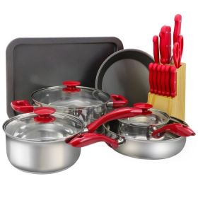 Home Delicacies-Hard Anodized Nonstick Cookware Pots and Pans Pieces Set (see "Colors" for variants)) (Material: Hard anodized Aluminum, Color: Red)