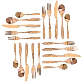 Elegant Western Utensils, 20 Piece Flatware Set (Serves 4) See "Colors" for different designs and colors (Type: knife and fork, Color: Rose Gold)