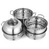 Kitchen Supplise-Glass Lid, Multi Tier, Stainless Steel Steamer Set