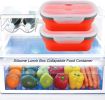 Collapsible Silicone Food Storage with Fork Spoon, Expandable Eco Lunch Bento Box, BPA-Free Dishwasher Freezer Microwave Safe