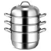 Kitchen Supplise-Glass Lid, Multi Tier, Stainless Steel Steamer Set