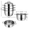 Kitchen Supplise-Glass Lid, Multi Tier, Stainless Steel Steamer Set