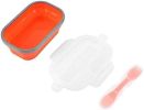 Collapsible Silicone Food Storage with Fork Spoon, Expandable Eco Lunch Bento Box, BPA-Free Dishwasher Freezer Microwave Safe